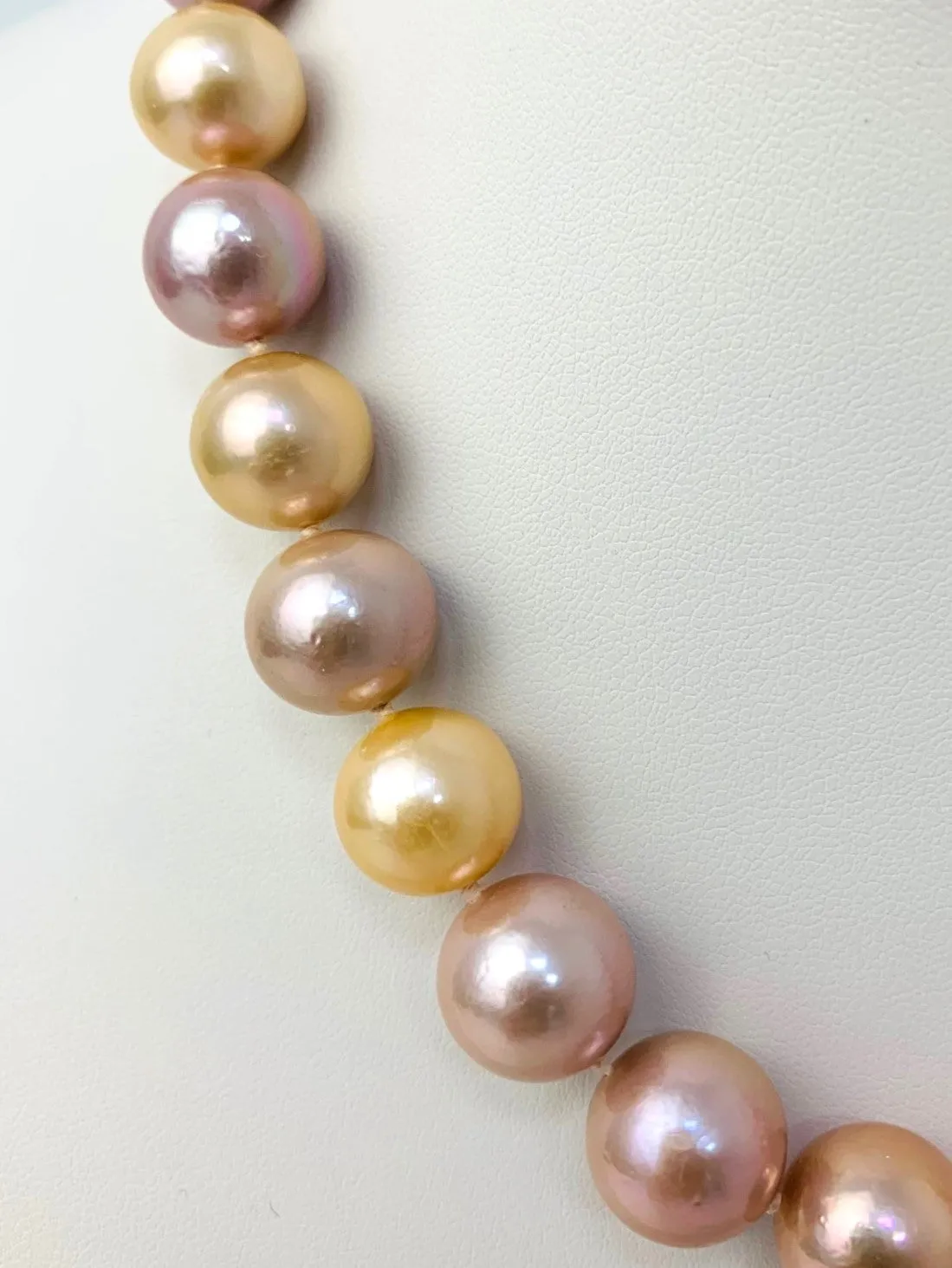 17"-18" Pink And Orange Freshwater Cultured Pearl Necklace With 14K Yellow Gold Clasp - NCK-220-STGPRL14Y-PLOR-17.5-01667