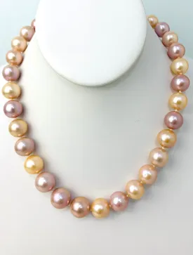 17"-18" Pink And Orange Freshwater Cultured Pearl Necklace With 14K Yellow Gold Clasp - NCK-220-STGPRL14Y-PLOR-17.5-01667