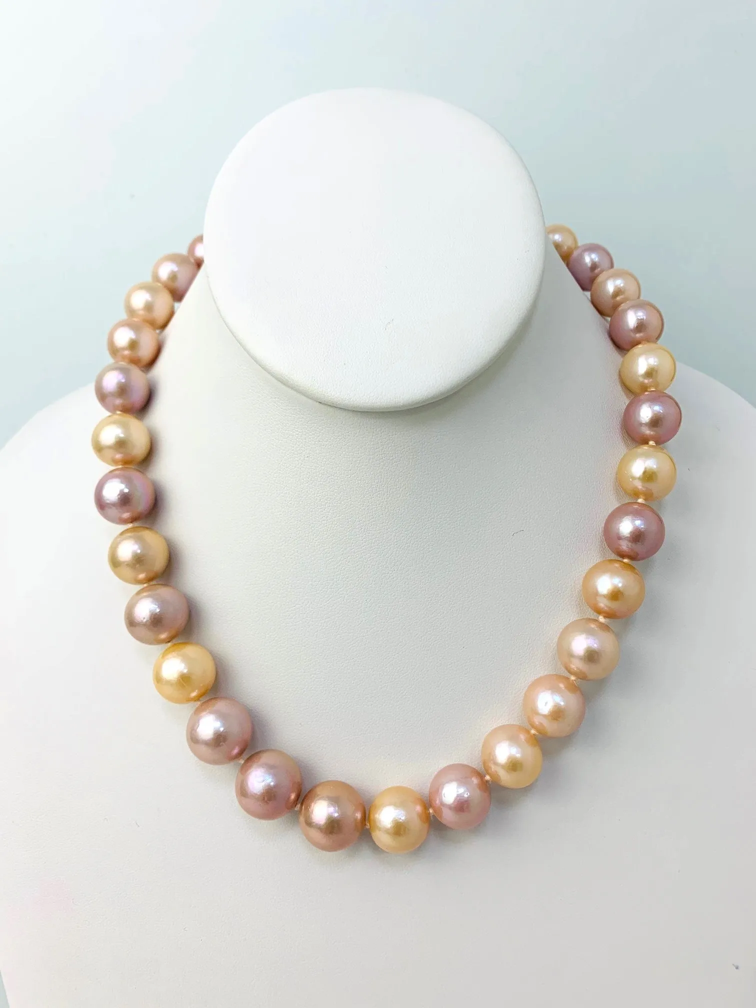 17"-18" Pink And Orange Freshwater Cultured Pearl Necklace With 14K Yellow Gold Clasp - NCK-220-STGPRL14Y-PLOR-17.5-01667