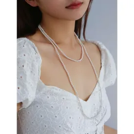 4mm Round Swarovskii Pearl Long Necklace
