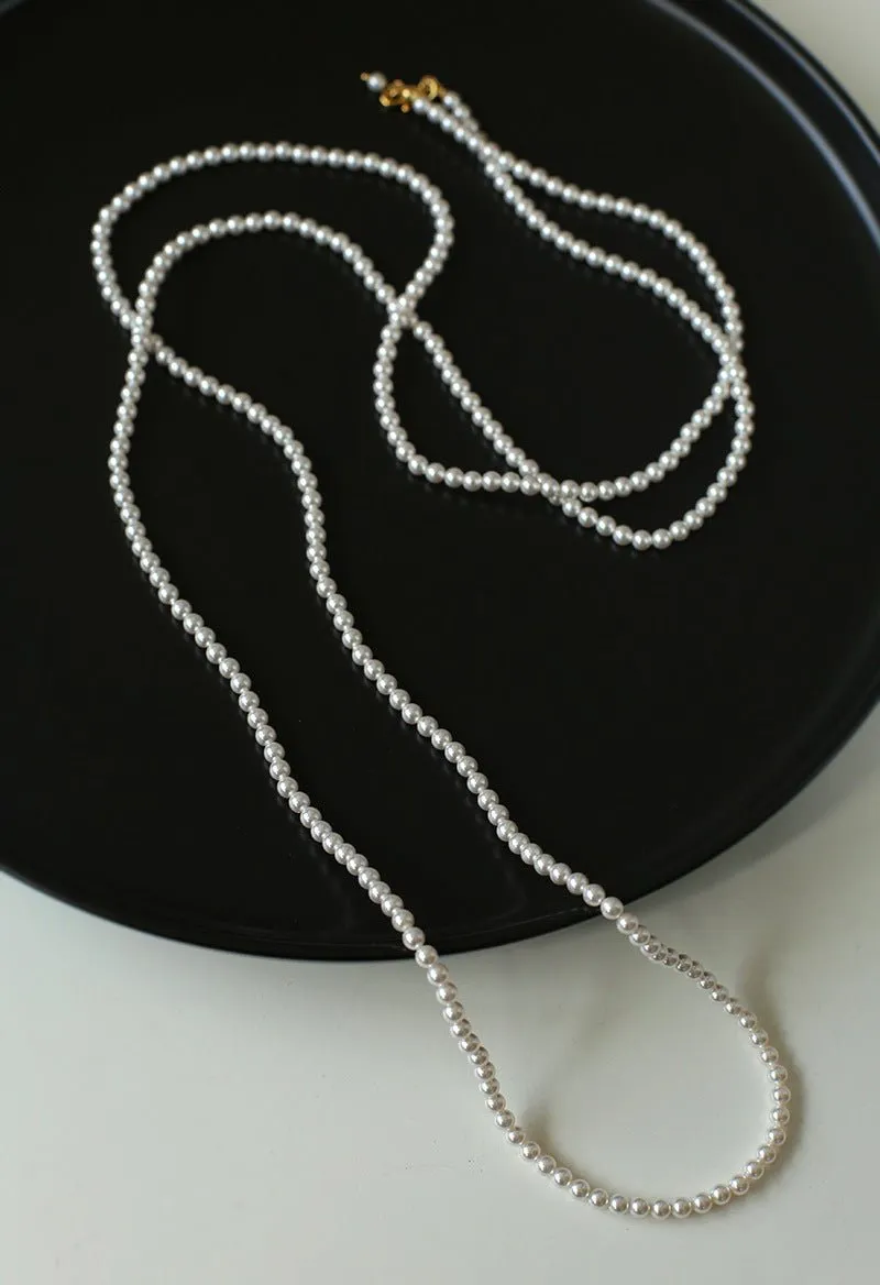4mm Round Swarovskii Pearl Long Necklace