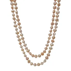 7-8mm Natural Pink Baroque Freshwater Pearl, 48" Long Necklace for Women