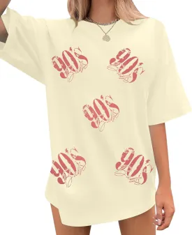 90s Babe Oversized T-Shirt Women: Retro 90's Outfits Vintage 90 S Themed Party Outfit Loose Fit Casual Short Sleeve Tee