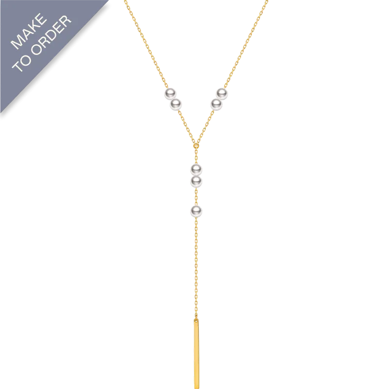 Akoya Pearl 18K Gold Y-shaped Drop Necklace