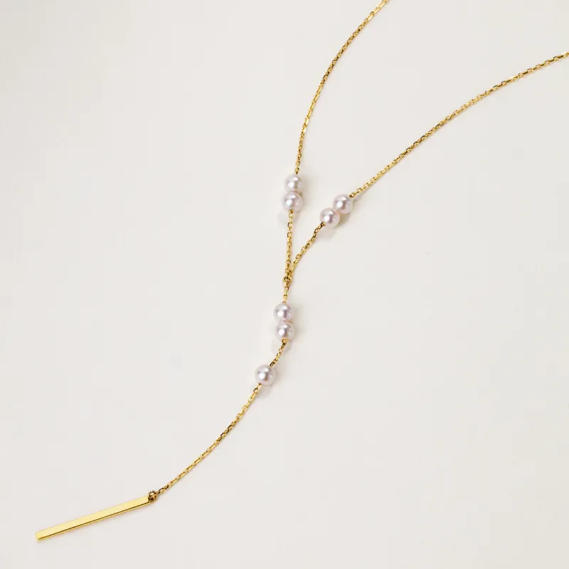 Akoya Pearl 18K Gold Y-shaped Drop Necklace