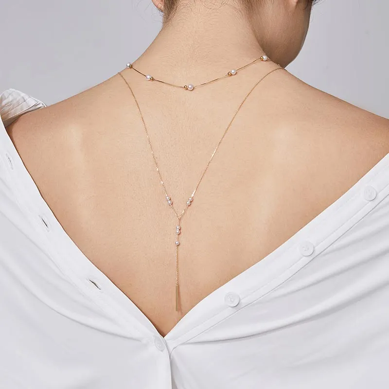 Akoya Pearl 18K Gold Y-shaped Drop Necklace