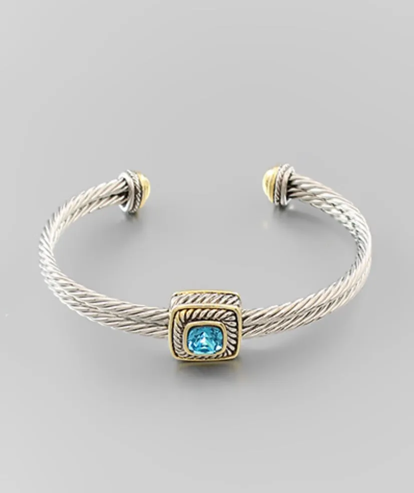 AQUA Square Bead Cable Cuff--RESTOCK ALERT