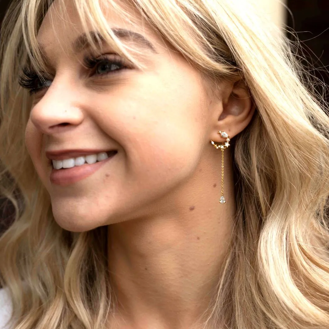 Asymmetric Crystal Sparkle Earrings in Silver or Rose Gold Plating