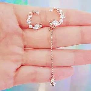 Asymmetric Crystal Sparkle Earrings in Silver or Rose Gold Plating