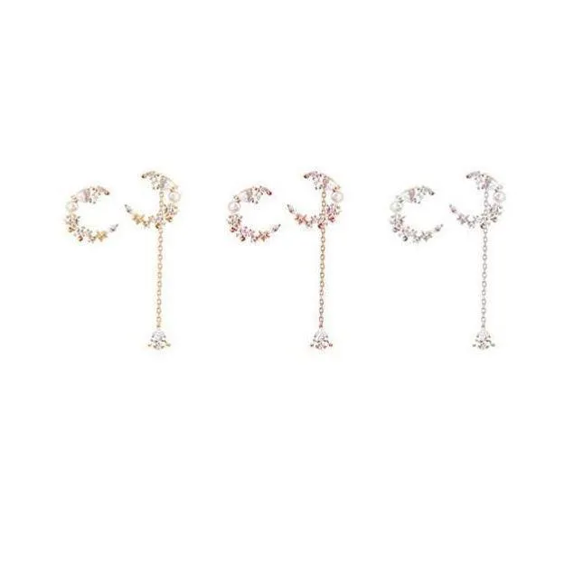 Asymmetric Crystal Sparkle Earrings in Silver or Rose Gold Plating