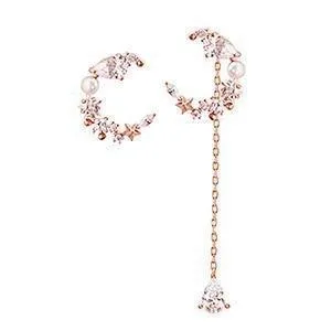 Asymmetric Crystal Sparkle Earrings in Silver or Rose Gold Plating