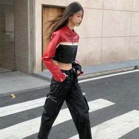 Ausha Colorblock Studded Half Racer Jacket