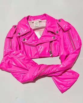 Barbie Pink Crop Jacket w/ Zipper Detail