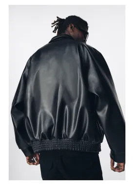 Black Oversized Leather Jacket