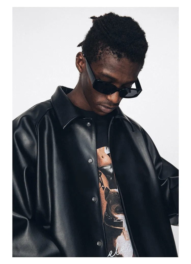 Black Oversized Leather Jacket