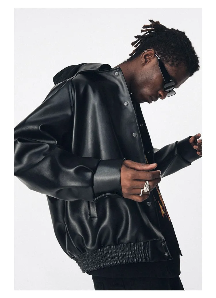 Black Oversized Leather Jacket