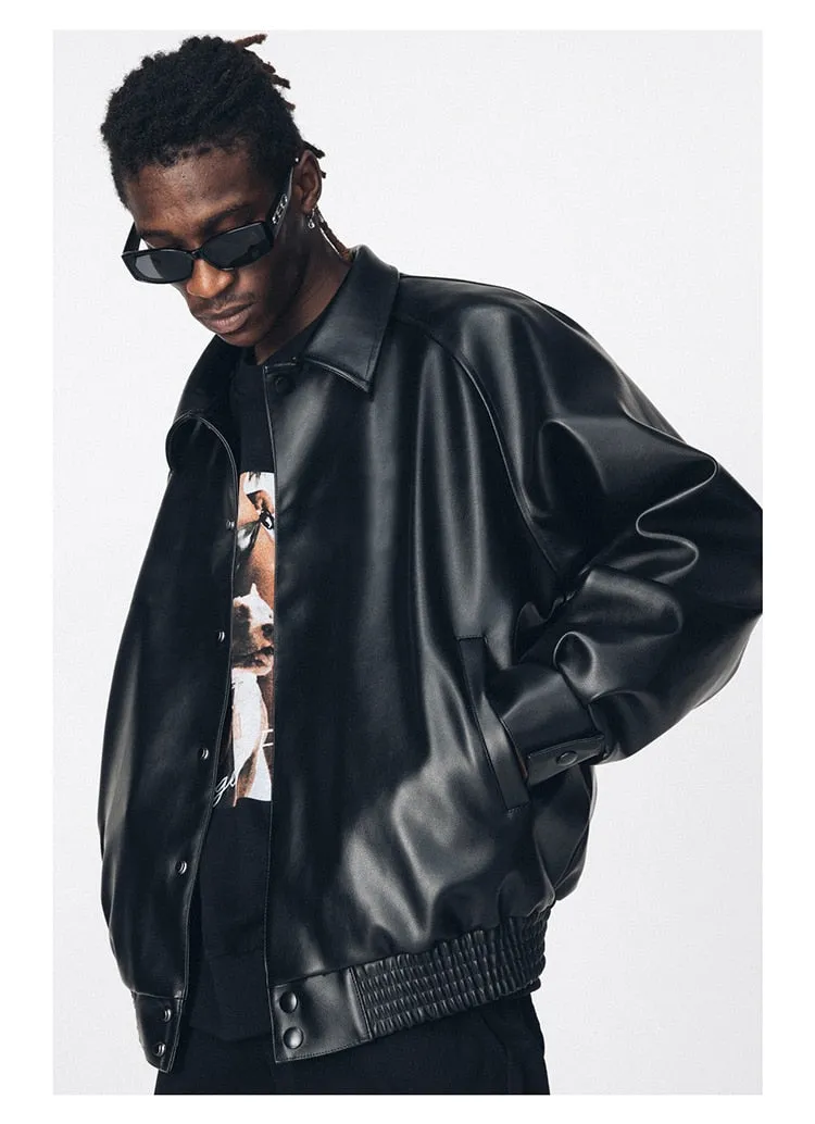 Black Oversized Leather Jacket