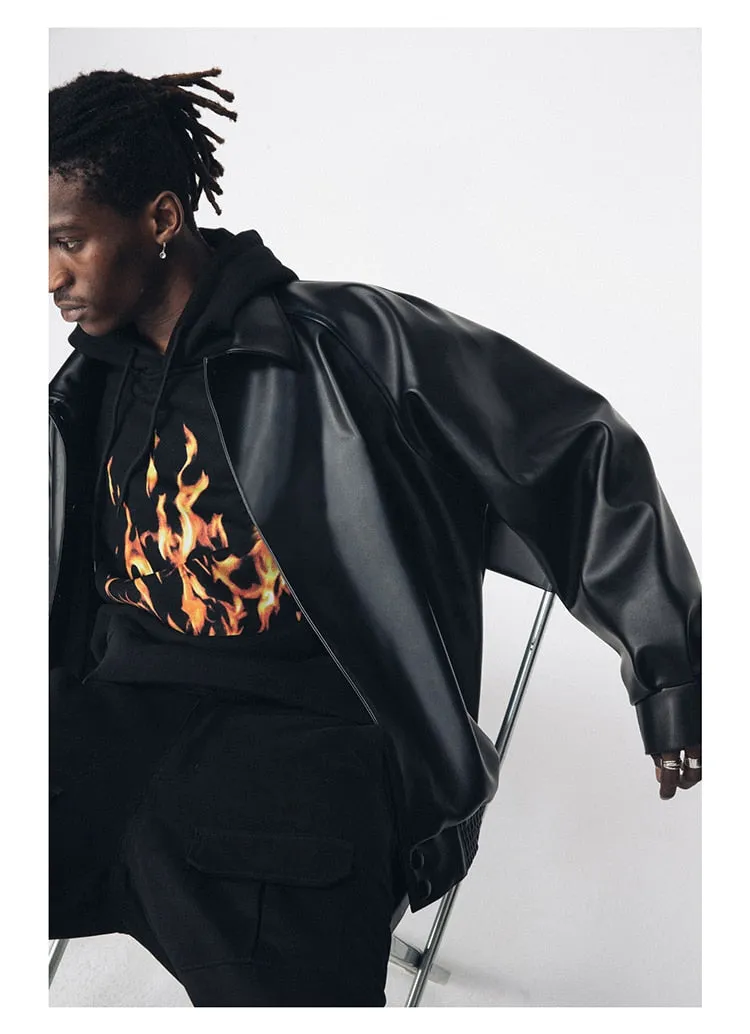 Black Oversized Leather Jacket