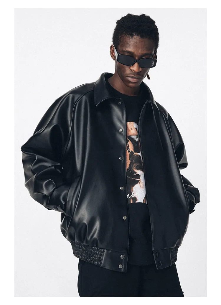 Black Oversized Leather Jacket