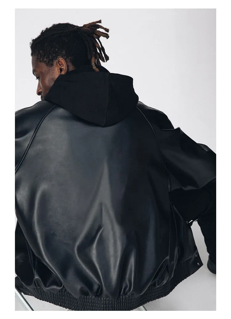 Black Oversized Leather Jacket