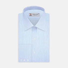 Blue Hairline Stripe Shirt with T&A Collar and Double Cuffs