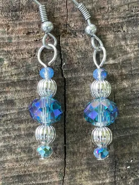 Blue Watercolor Crystal Earrings