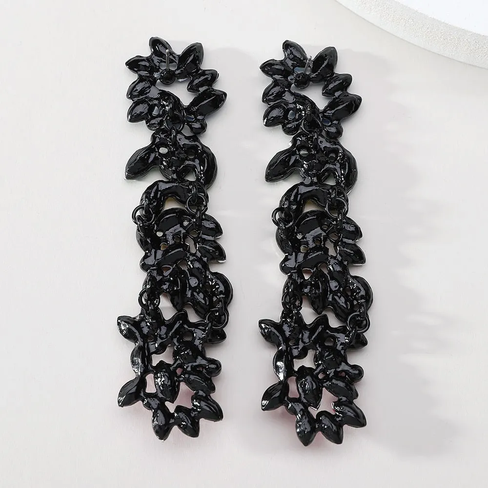 Bohemian Fashion Colorful Crystal Long Dangle Earrings For Women
