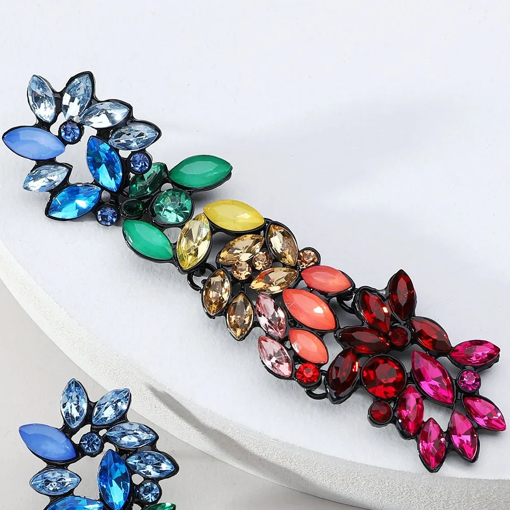 Bohemian Fashion Colorful Crystal Long Dangle Earrings For Women
