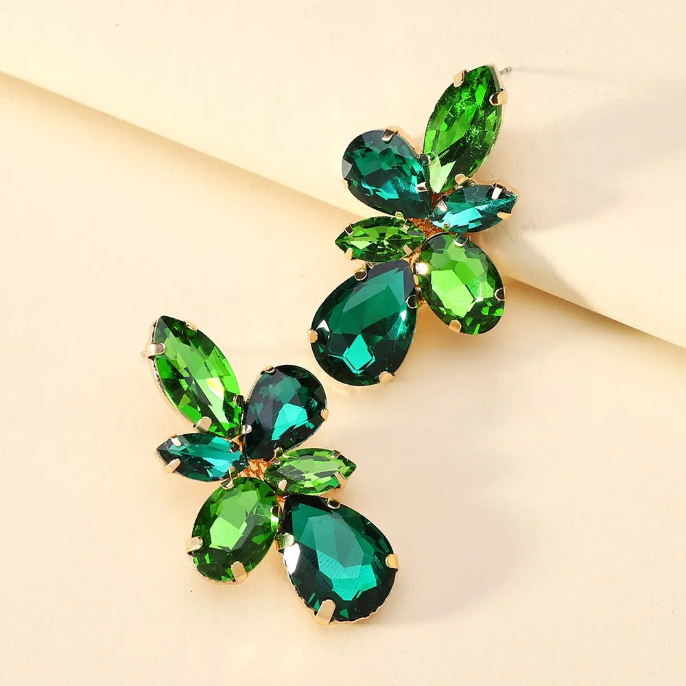 Bohemian Multicolor Crystal Glass Big Dangle Earrings For Women