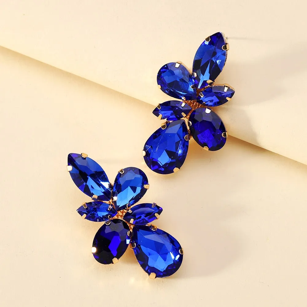 Bohemian Multicolor Crystal Glass Big Dangle Earrings For Women