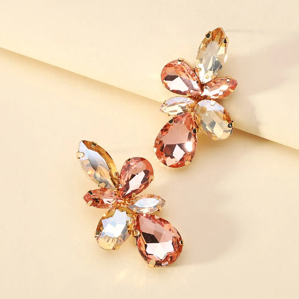 Bohemian Multicolor Crystal Glass Big Dangle Earrings For Women