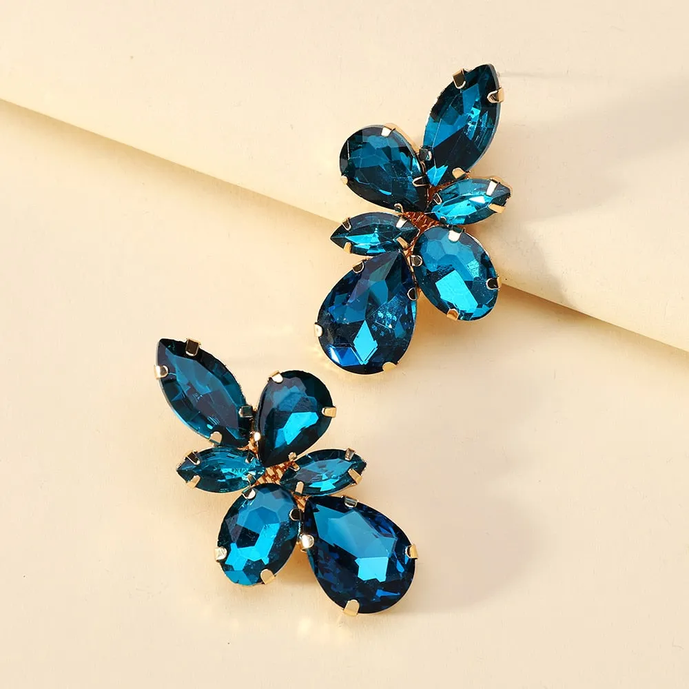 Bohemian Multicolor Crystal Glass Big Dangle Earrings For Women