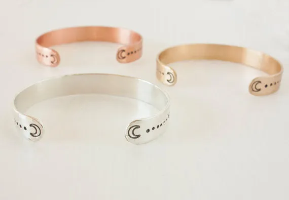 Brass Moon Phases Cuff Bracelet