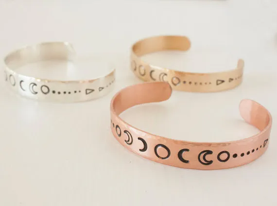 Brass Moon Phases Cuff Bracelet
