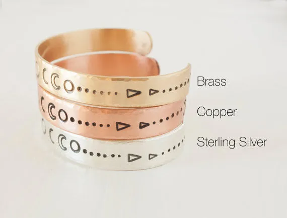 Brass Moon Phases Cuff Bracelet