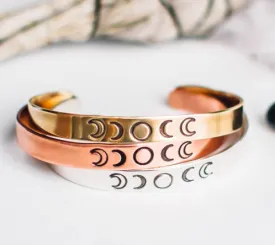 Brass Moon Phases Cuff Bracelet