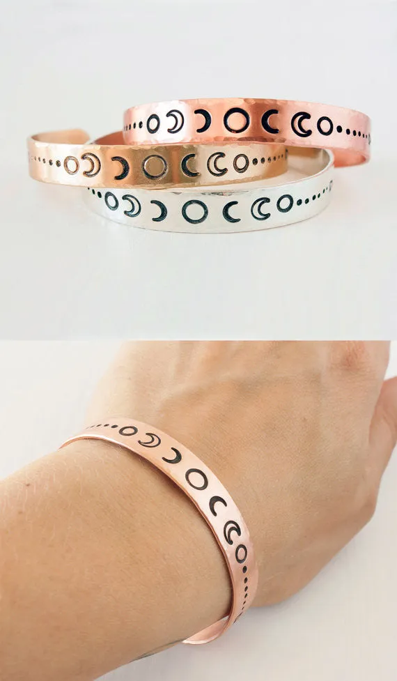 Brass Moon Phases Cuff Bracelet