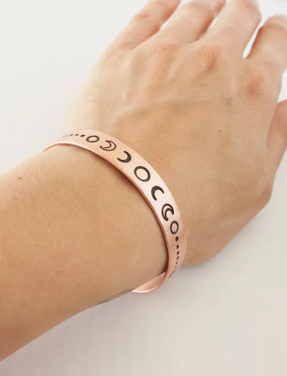 Brass Moon Phases Cuff Bracelet