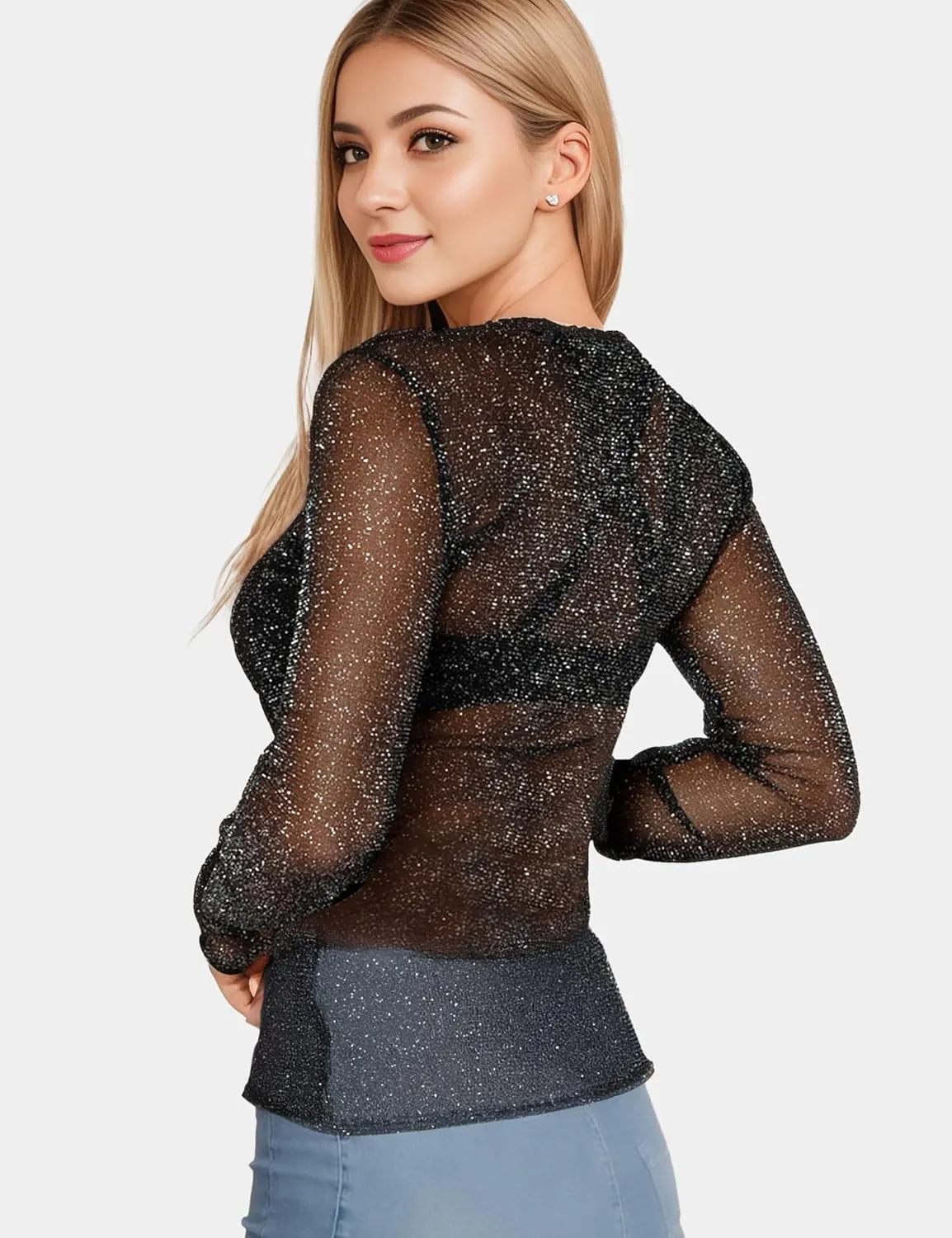Buauty Sheer Tops for Women,Mesh Fishnet Tops Plus Size,Stylish and Sensational Mesh Blouses for Fashion-Forward Ladies