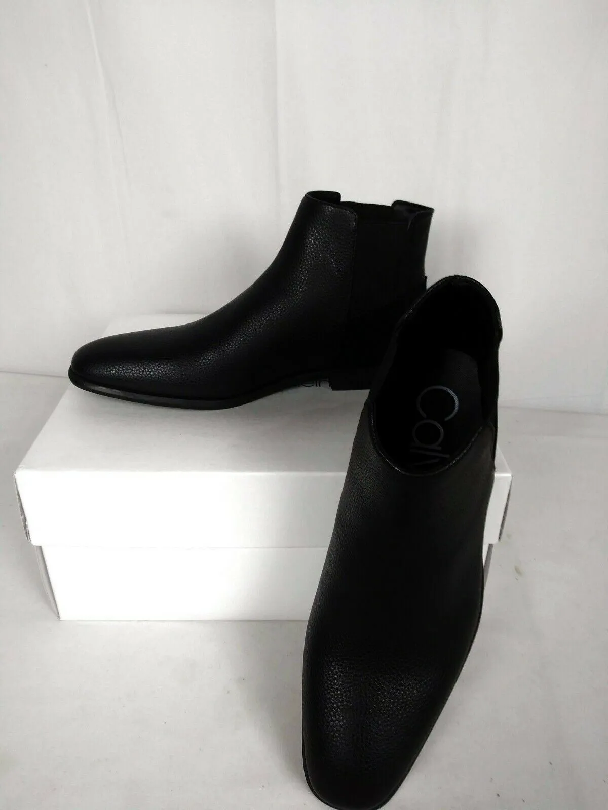 Calvin Klein Mens Larry Tumbled Leather Calf Suede Ankle-High Mid calf Boot 7.5