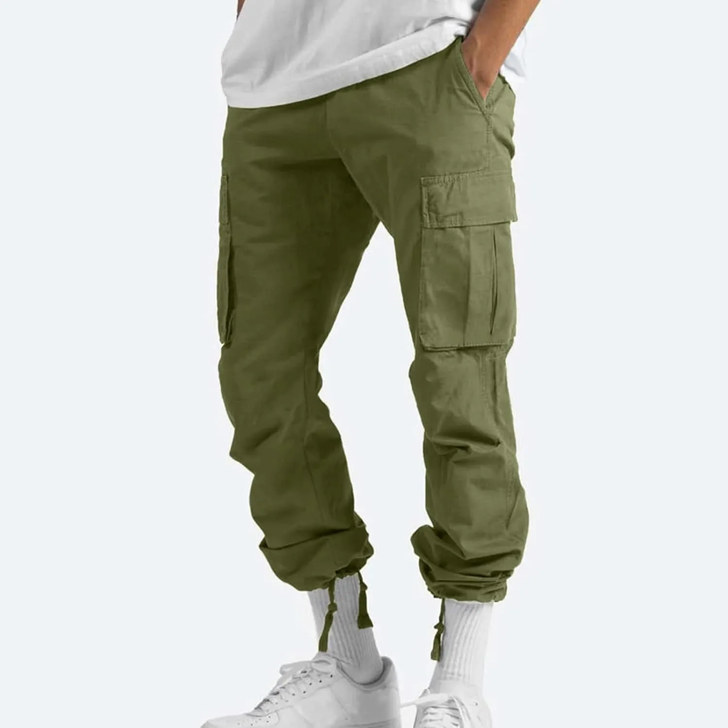 Cargo Work Pants for Men Elastic Waist Hiking Pants Plus Size Athletic Joggers with Multi Pockets Outdoor Tactical Pant