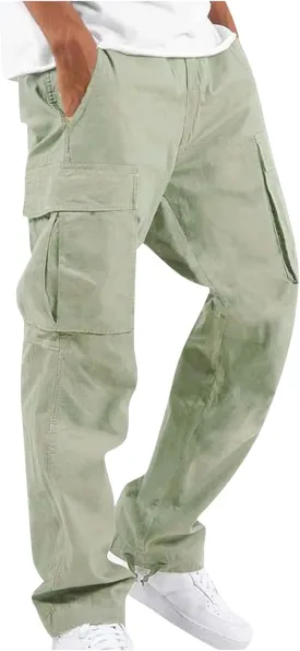 Cargo Work Pants for Men Elastic Waist Hiking Pants Plus Size Athletic Joggers with Multi Pockets Outdoor Tactical Pant