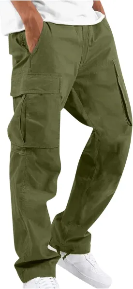 Cargo Work Pants for Men Elastic Waist Hiking Pants Plus Size Athletic Joggers with Multi Pockets Outdoor Tactical Pant
