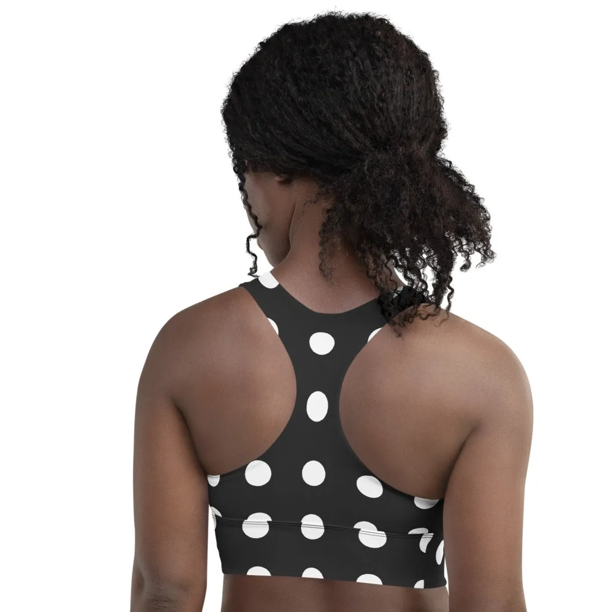 Classic Black and White Polka Dots Sports Bra Yoga Bra, lioness-love