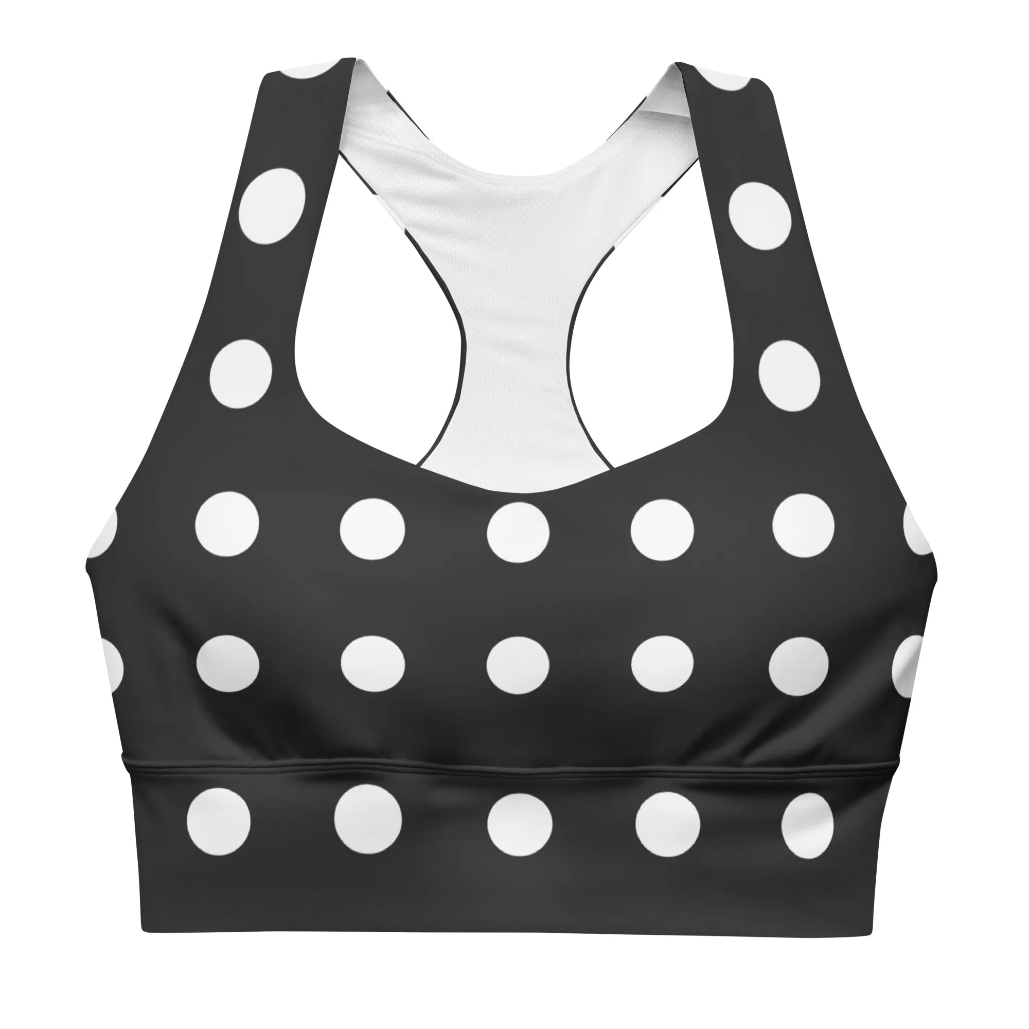 Classic Black and White Polka Dots Sports Bra Yoga Bra, lioness-love