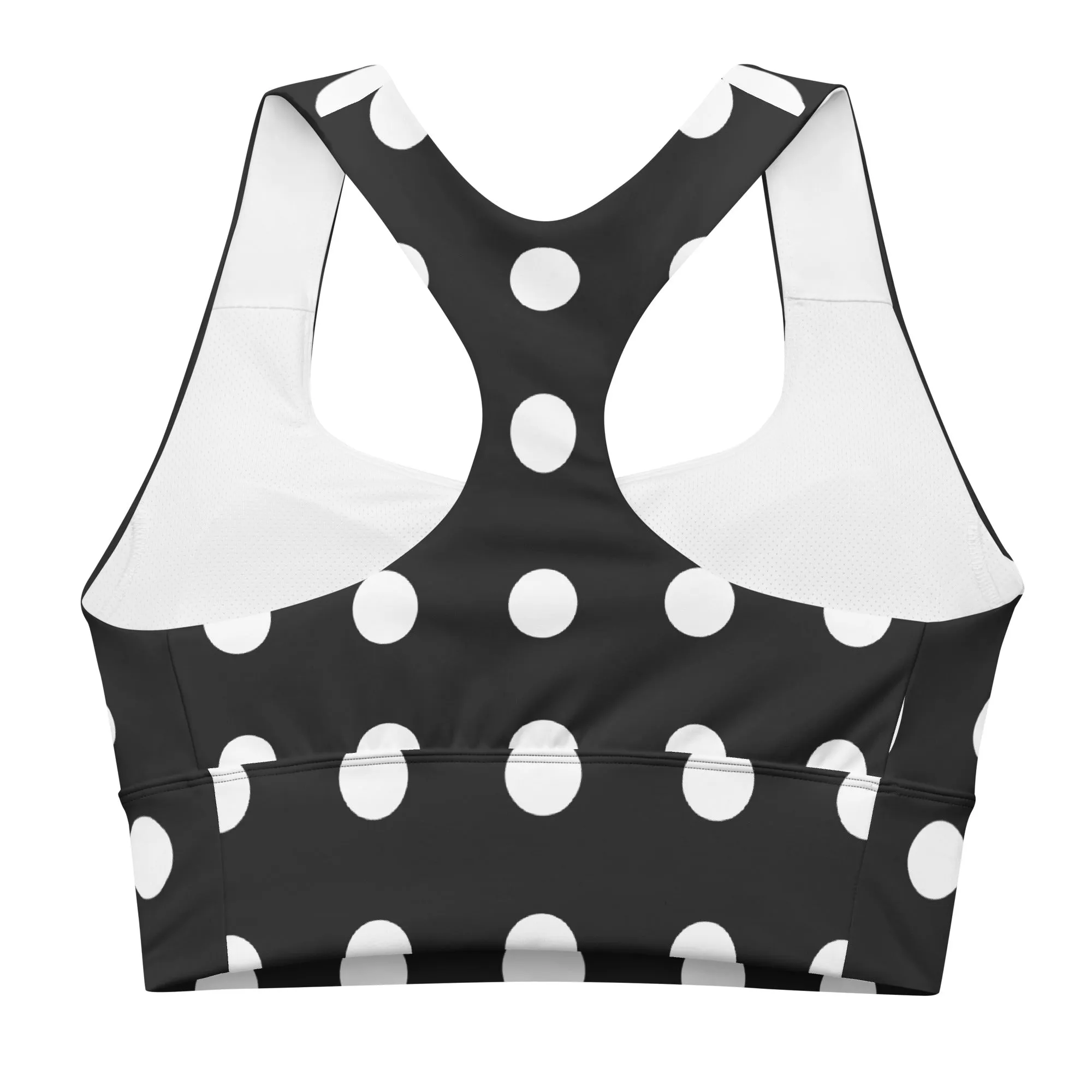 Classic Black and White Polka Dots Sports Bra Yoga Bra, lioness-love
