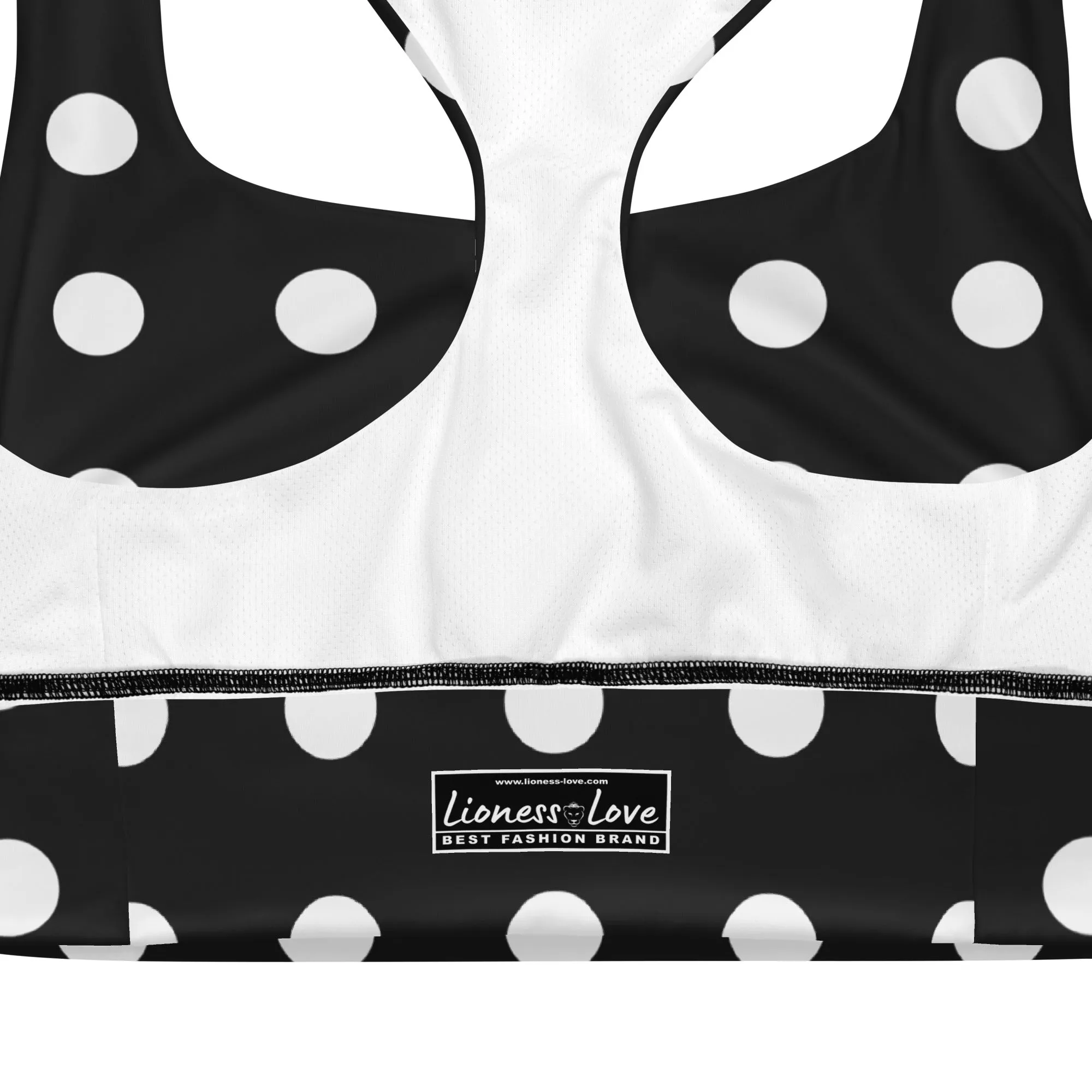 Classic Black and White Polka Dots Sports Bra Yoga Bra, lioness-love