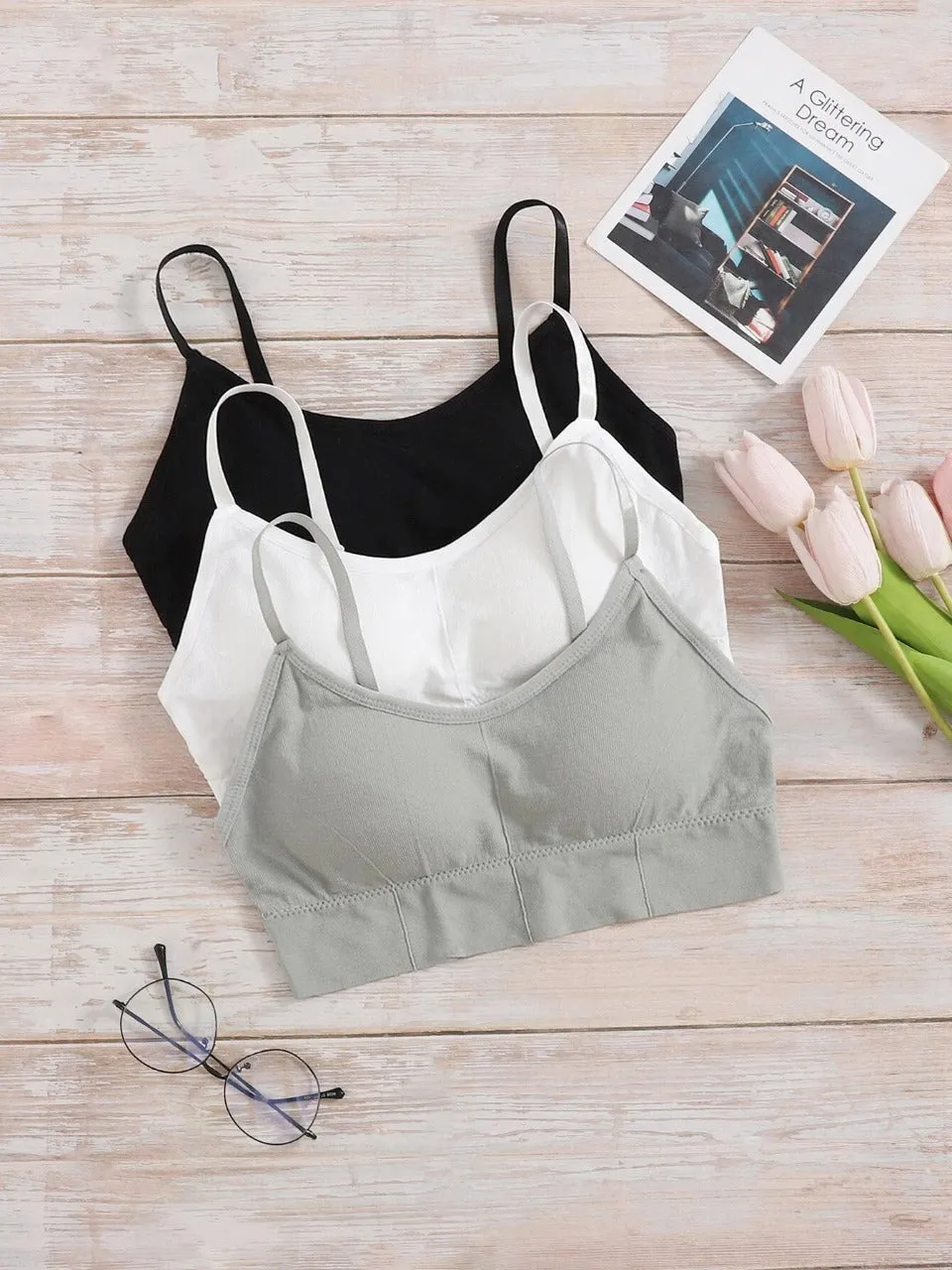 Cotton Padded Wire Free Sports Bra - Pack of 3