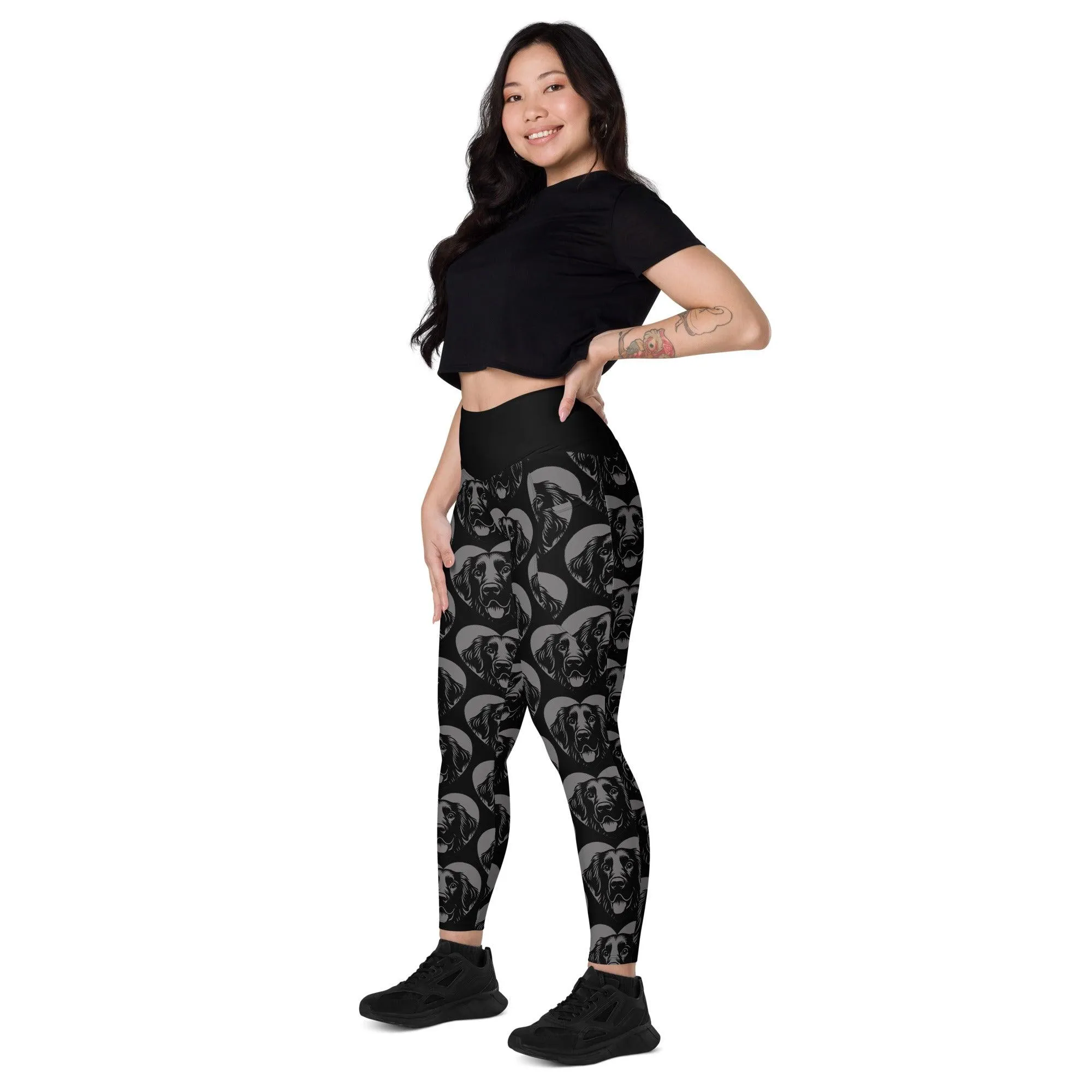 DOG BREED LEGGINGS with pockets - FLAT COATED RETRIEVER - HERTTAHOUND - grey