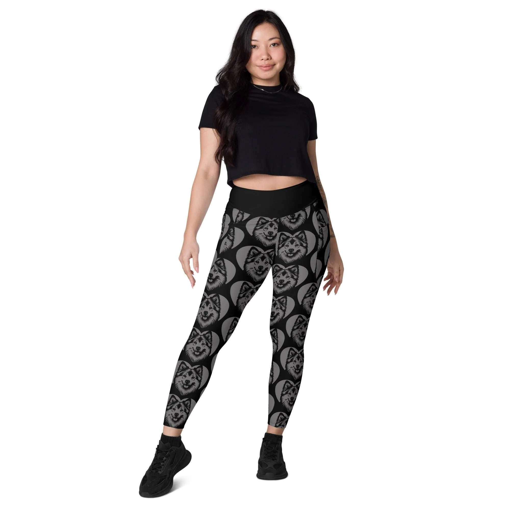 DOG BREED LEGGINGS with pockets - NORWEGIAN BUHUND - HERTTAHOUND - grey